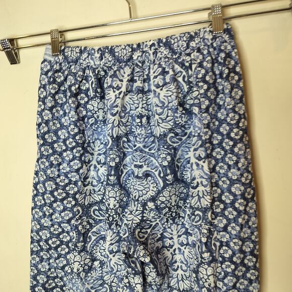 Oysho Floral Cotton Pants Pull On Pockets Pleated - Picture 10 of 11